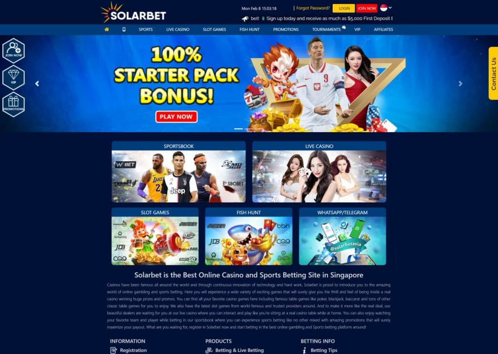 Solarbet Casino Homepage